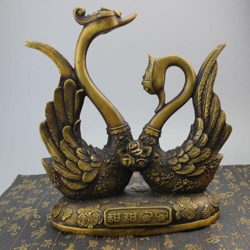 Antique old copper swan sweet honey decorations ornaments,with mark,Hand-carved crafts,best collection& adornment,Free Shipping