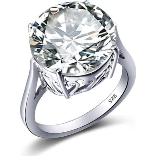 Szjinao Real 925 Sterling Silver Ring VVS Diamond Gemstones Fine Jewelry Neo-Gothic Big Stone Silver Rings For Women Bijoux