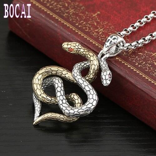 Thai silver pendant for man twelve zodiac double snake lingering couple silver pendant 925 sterling silver jewelry mans pendant