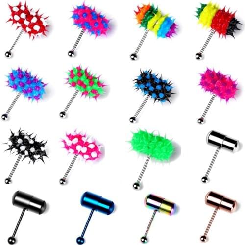 Vibration Tongue Rings Piercing Jewelry Fashion Stainless Steel Silicone Tongue Piercing Barbell Jewelry Body Pircing Lengua