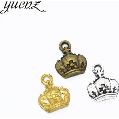 YuenZ 40pcs Antique Silver color Crown Charm fit for Bracelets necklace Pendant DIY Metal Jewelry Making 13*10mm N231
