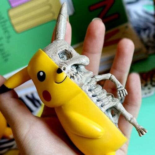 Funny Anime Skull Pika Figure Model Toys Pokemones Pikachus Skeleton Dissection PVC Action Figure Dolls Toy Gifts Collections