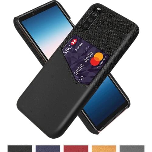 Febric Card Holder Cover For Sony Xperia 10 1 III 5 II XZ5 XZ4 XZ2 Cloth Texture PU Antiskid Case For X Peria L4 2 20 8 5 Plus