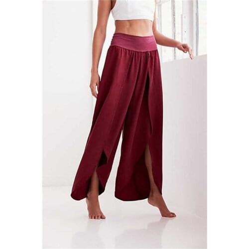 S-XL women autumn spring wide leg pant lady split full length pant casual leisure brand trousers