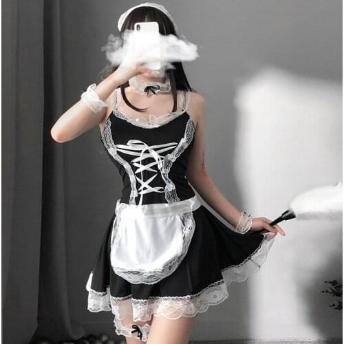 Women Sexy Maid Costume Babydoll Dress Uniform Exotic Lingerie Role Play Sexy Lingerie Cosplay French Apron Maid Servant Lolita