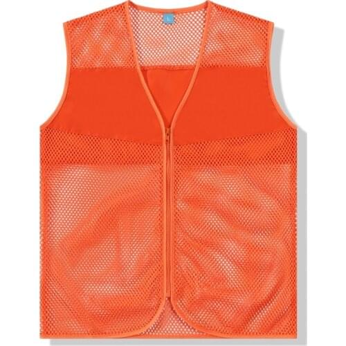 Summer Mesh Fishing Vest Orange Custom Safety Vest V-neck Sleeveless Loose Vests for Men Oversize Xxxl 4xl Boy Work Cycling Vest