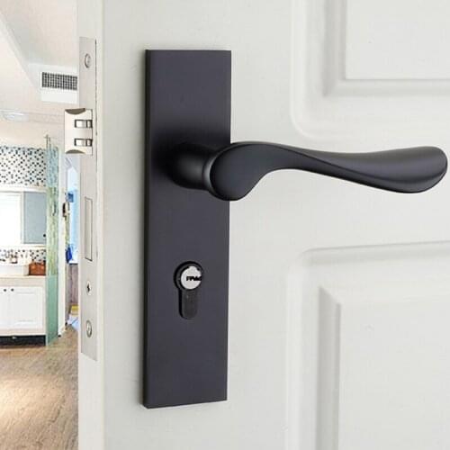 1Pcs European Interior Door Locks Simple And Durable Space Aluminum Mute Door Handle Bedroom Door Lock Security With Keys