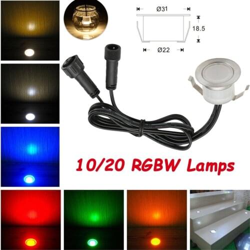 10/20 PCS 5Pin RGBWW 31mm 12V IP67 Terrace Led Patio Lights Outdoor Lighting Kit Led Stainless Steel Deck Light Garden Stairs