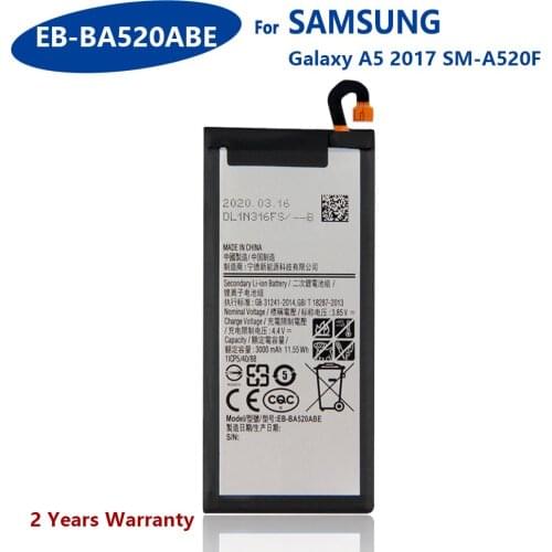 100% Genuine EB-BA520ABE For Samsung GALAXY A5 2017 A520F SM-A520F 2017 Version 3000mAh Mobile Phone New High Quality Batteries