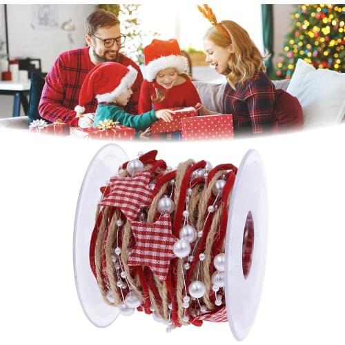 5 meters Christmas handmade five-pointed star chain ribbon Christmas tree decoration ribbon The best gift for friends or family