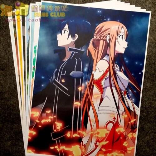 8Pcs Anime Sword Art Online Kirigaya Kazuto Picture Posters Figures Poster 42x29cm Toys for Wall Home Decoration Kids Adult Gift