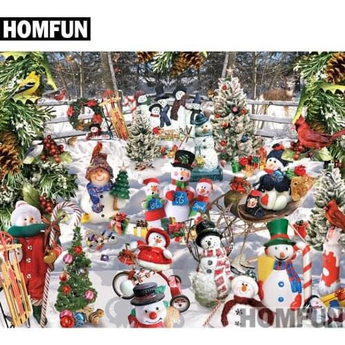 HOMFUN Full Square/Round Drill 5D DIY Diamond Painting "Christmas snowman" 3D Embroidery Cross Stitch 5D Home Decor A00866
