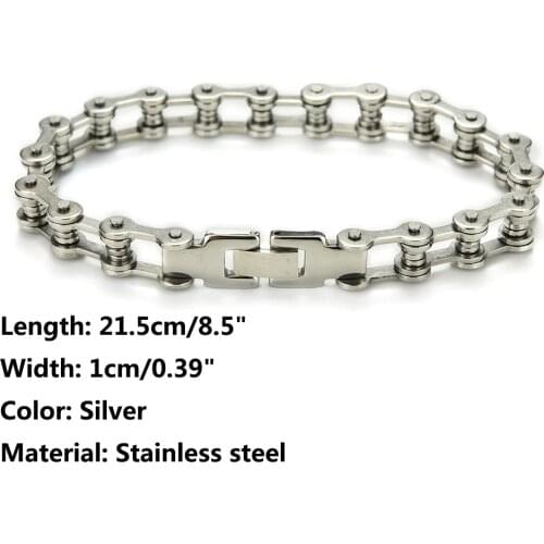 New Men Biker Bicycle Motorcycle Lock Chain Bracelet Bangle Punk Titanium Steel Bracelet Men Bangle Men Jewelry Trendy Bracelet
