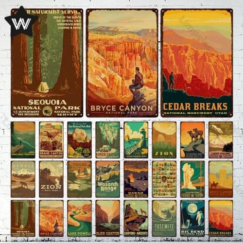 Urban Architectural Metal Plate Vintage Wall Art Tin Sign Retro Style Landscape Metal Poster Shabby Sign for Man Cave Decoration