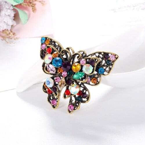 Crystal Rhinestones Colorful Butterfly Brooches For Women Elegant Insect Brooch Pin Coat Brooch Fashion Costume Jewelry
