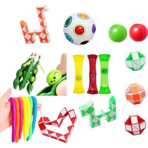 Fidget Toys Anti Stress Toy Set Decompression Ball Toy Suit Safe Educational Gameplay Girl Children Sensory Stress Relief Toys