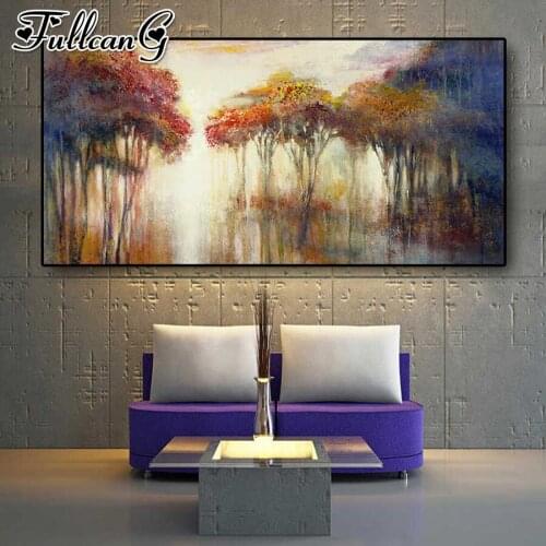 FULLCANG large 5d diy diamond painting abstract autumn landscape full mosaic square round embroidery rhinestone picture FC2288