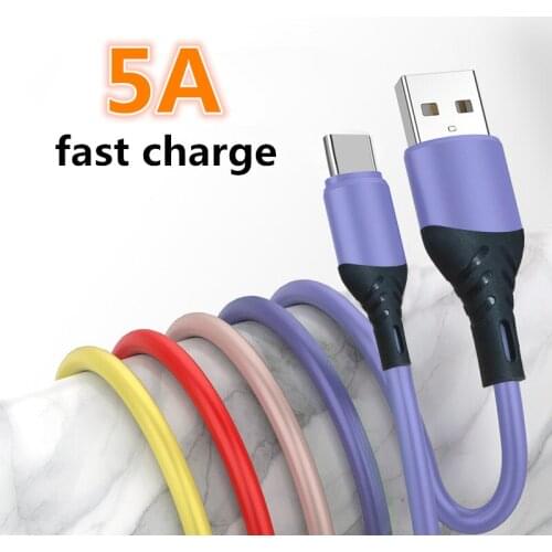 Hot style liquid silica gel data cable 5A super fast charging applicable to Apple Android Type-C Huawei color charging cable