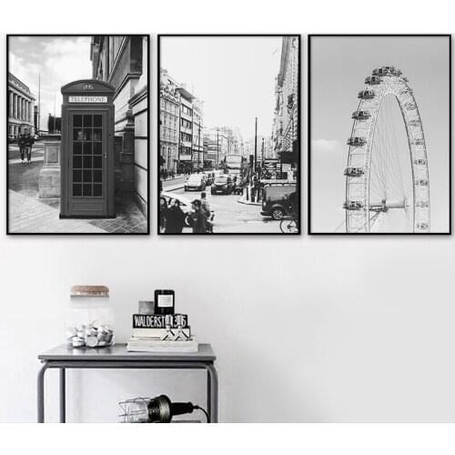 London City Landscape Canvas Painting Nordic Posters and Prints Black and White Wall Art Pictures for Living Room Decoration