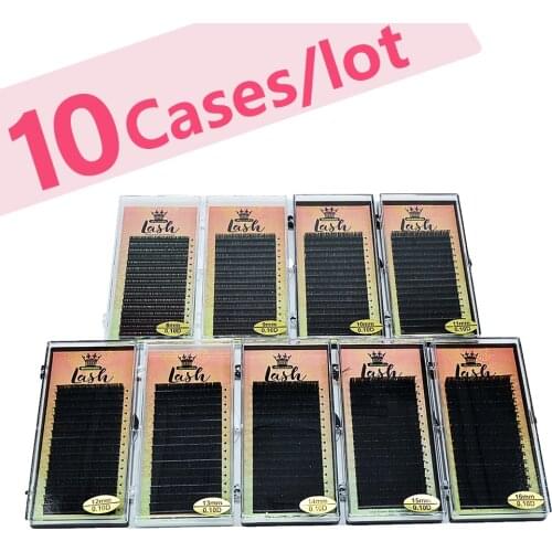 MASSCAKU 10 cases set 16rows/case high-quality eyelash extension matte black lashes