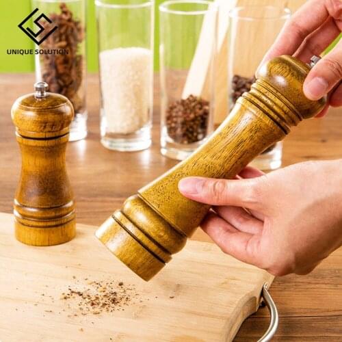 Salt and Pepper Mills Solid Wood Pepper Mill with Strong Adjustable Ceramic Grinder 5" 8" 10" - Tool