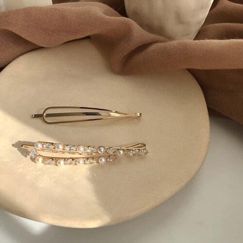 Fashion 2pcs / set Metal Hair Clips Women pearl Hairpin Girls Hairpins Pin Baby Hairpin Hair Accessories Drop ship New Arrivals