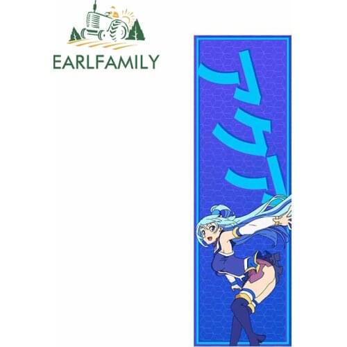 EARLFAMILY 13cm x 4.4cm for KONOSUBA Aqua Car Sticker Bumper Windows Motocycle Decal Fine Kids Room Wall Camper JDM Assessoires