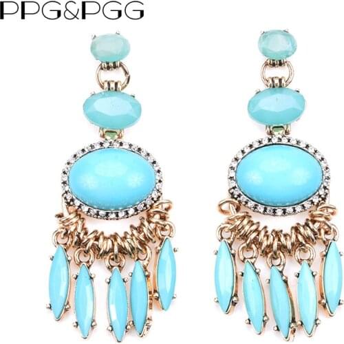 PPG&PGG New Arrival Vintage Blue Pink Beads Tasse Earrings Cute Women Wedding Stud Earrings Wholesale