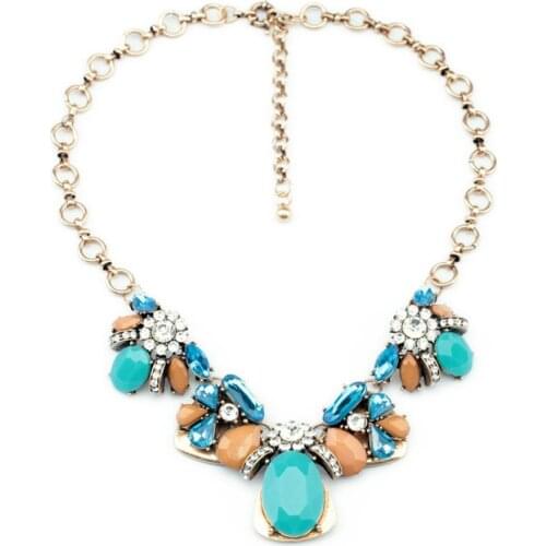 Bulk Price Fashion Women Jewelry 2014 Resin Glass Zinc Alloy Glass Stone Cute Insect Dress Match Necklace