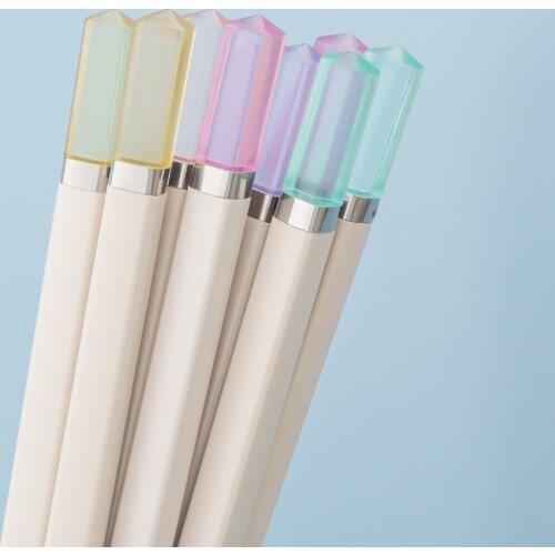 5 Pairs Japanese Alloy Amber Chopsticks High Quality Non-Slip Chopsticks Korean Healthy Food Stick for Sushi Sticks Chopsticks