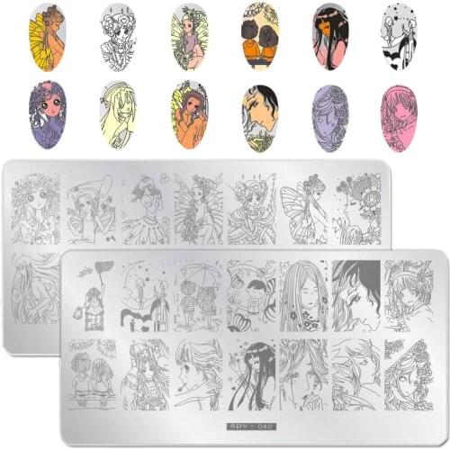 1Pcs Rectangle Beauty Girl Nail Stamping Plates Animal Pattern Nail Art Stamp Stamping Template Image Plate Stencils