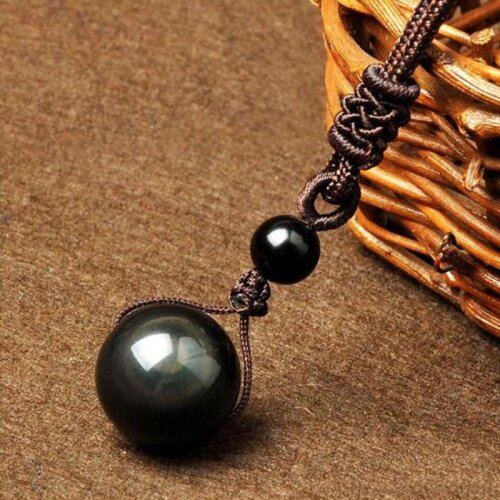 100% Natural Obsidian Transshipment beads Pendant Jewelry Men and Womens Fine Jewelry Obsidian transshipment Pendant