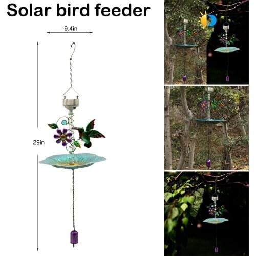 Solar Powered Birds Bath Hanging Beautiful Solar Birds Feeder Wild Birds Feeder For Yard Garden Outside UD88