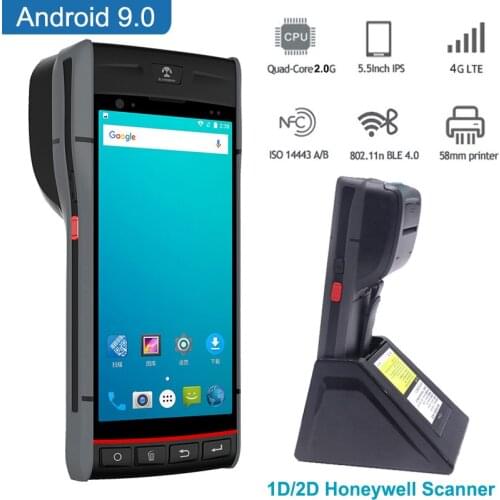 Handheld Pos Terminal Mobile Smart POS Label Sticker Thermal Printer Android 9.0 PDA With 1D / 2D Barcode Scanner Dock Charger