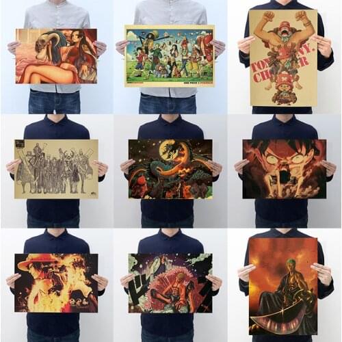 One Piece Japanese Anime Poster Luffy Sauron Retro Canvas Painting Mural Wall Picture Living Room Bedroom Home Decoration