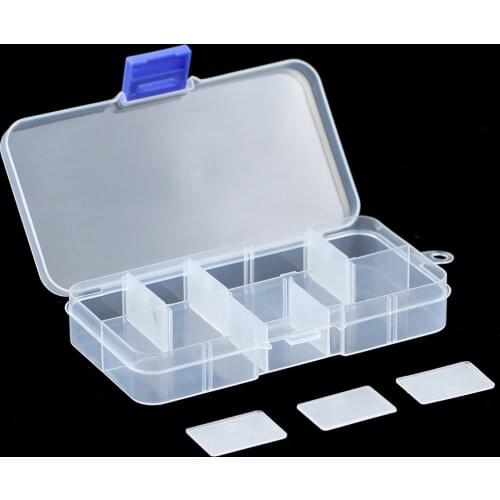 WLYeeS Empty Box Transparent 10 Grids plastic storage box Adjustable clear Storage Box container organizer Jewelry Beads Boxes