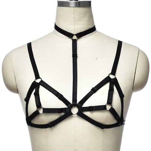 Sexy Body Harness Belt Punk Bra Bondage Lingerie Woman Gothic Harness Hollow Suspender Festival Rave Clothes Cage Bra