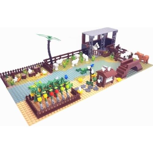 Trees Farm Animals Building Blocks Bricks Montessori Toys for Children Xmas Birthday Gift MOC Parts Juguetes Bloques