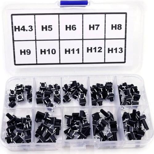 10 models 6X6X5/4.3/6/7/8/9/10/11/12/13MM Tact Switch Tactile Push Button Switch Kit DIP 4P micro switch 6x6 Key switch Case