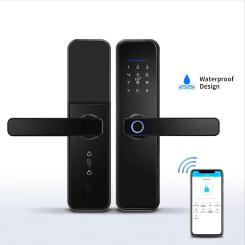 X5 Waterproof Fingerprint Security Intelligent Smart Password Electronic Door Lock swipe card and WeChat applet to unlock