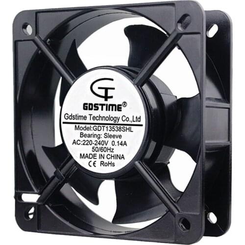 1 Piece Gdstime AC Fan 135mm 135mm x 38mm AC 220V 240V 2 Wire 13538 Metal Case Cooling Fan