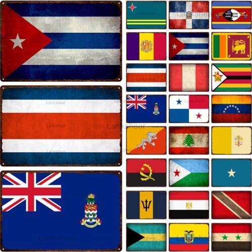 Lankshear Retro Tin Sign Country Flag Vintage Metal Sign Decor Plaque Art Metal Painting Bar Pub Man Cave Living Room Home Decor