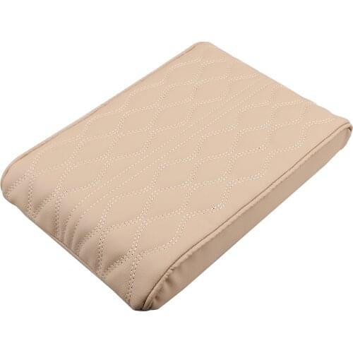 Wave Embroider Auto Armrests Storage Box Cover Pad Center Console Arm Rest Protection Cushion PU Leather Car Armrest Mat