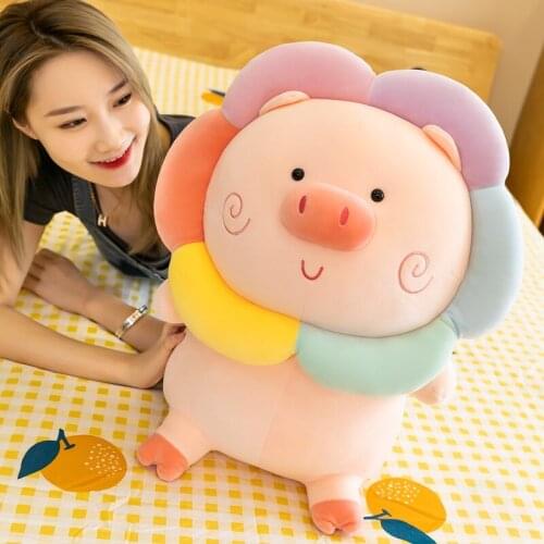 25/35cm Creative Cartoon Flower Pig Doll Plush Toy Soft Stuffed Animals Pillow Room Sofa Decor for Kids Children Friend Gift