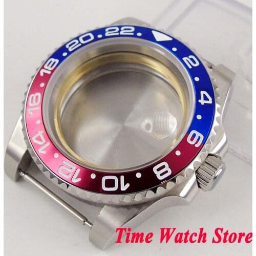 43mm GMT version Sapphire glass blue red bezel 316L stainless steel Watch Case fit Miyota 8215 ETA 2836 movement C28