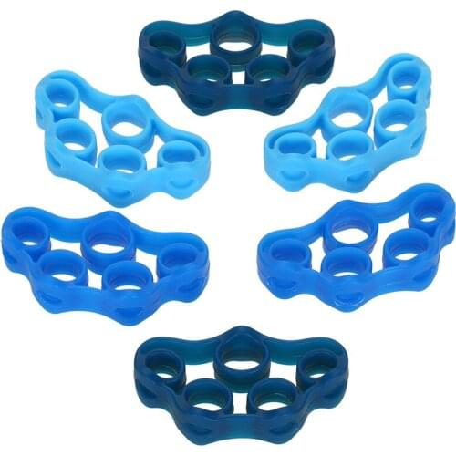 6pcs/set Silicone Hand Grip Strengthener Finger Strength Exerciser Pull Ring Hand Resistance Band Wrist Finger Trainer