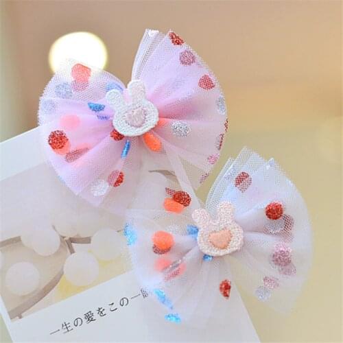 8pcs/Lot New Sweet Princess Girl Cute Rabbit Hair Clip Dot Yarn Bow Hairpins Fashion Children Hair Rope Kids Hair Accessories