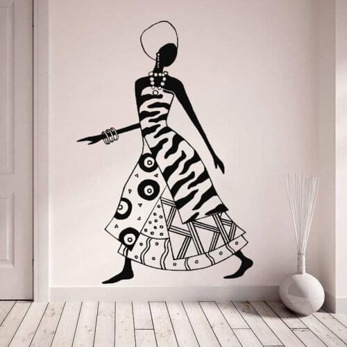 African Woman Decal, Tribal Africa Thematic Vinyl Sticker, Fashion Black Women Dancers Decals, Tribal Decor DIY Murals AM10