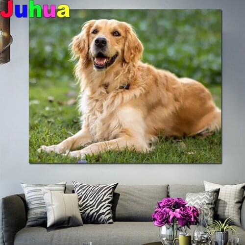 5d Golden Retriever Diamond Painting Full Round Diamond Embroidery Mosaic Cross Stitch Animal Cute Pet Home Decoration Gift New