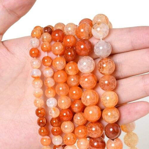 Natural Stone Beads Round Orange Agates Onyx Beads for Jewelry Making Bulk DIY Bracelet Necklace Charm 4/6/8/10/12 MM Wholesale